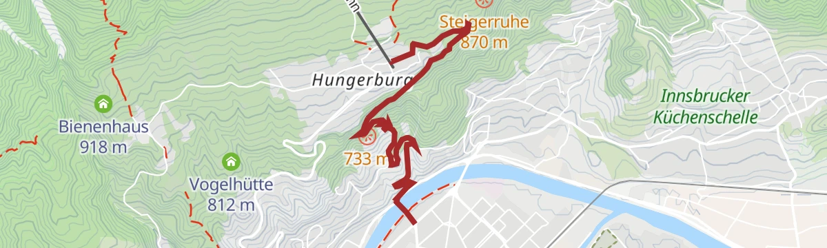 Route map: Über den Alpenzoo zur Hungerburg